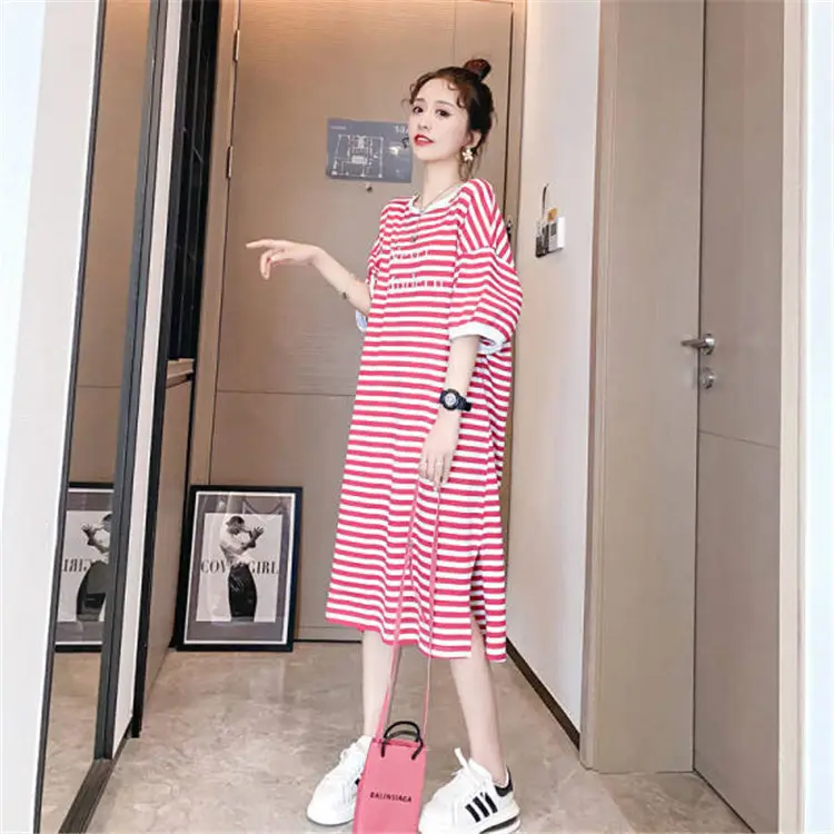 Pregnant Women Striped Long T-Shirt Skirt Set - Image 4