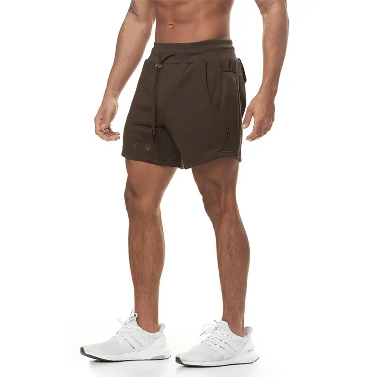 Men's Brown Cotton Shorts with Drawstring Waist — feature 21