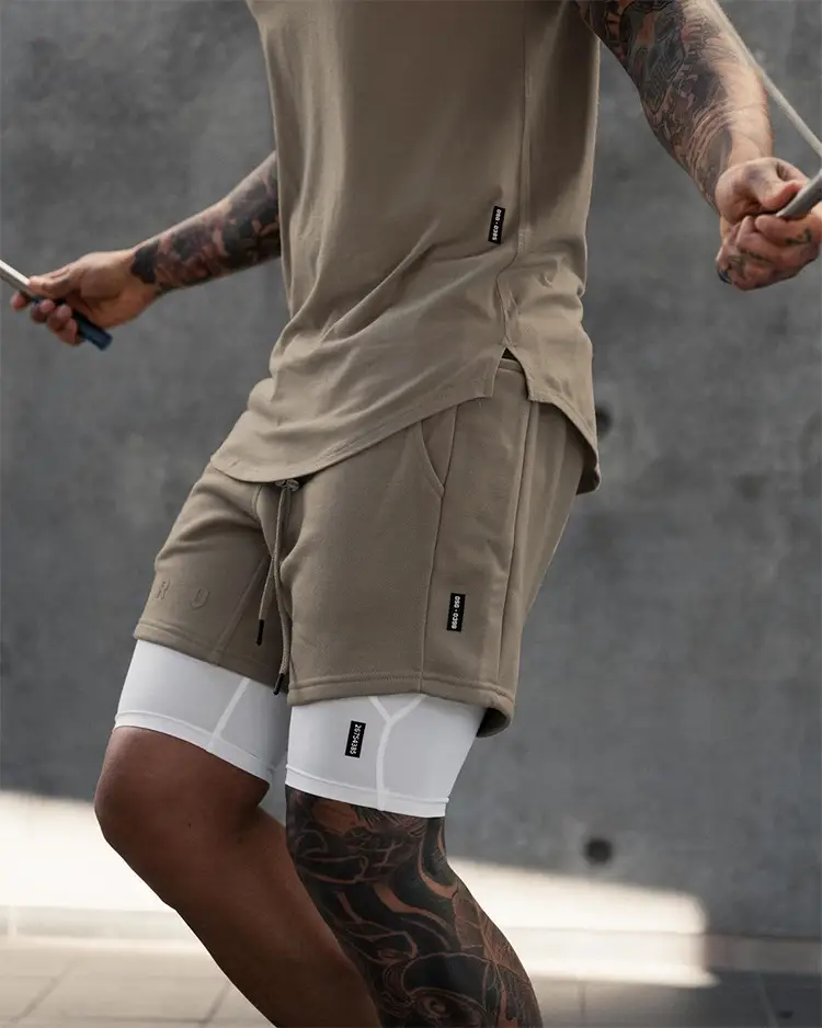 Men's Brown Cotton Shorts with Drawstring Waist — feature 8