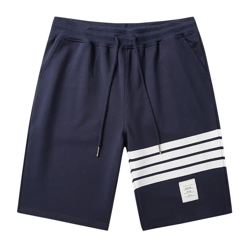 Men Grey Striped Cotton Shorts Large