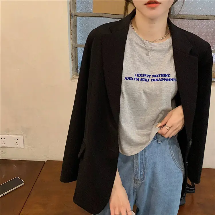2025 Summer Women Loose Printed T-Shirt White Exposed Midriff — feature 28