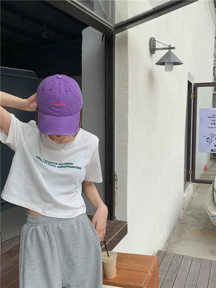 2025 Summer Women Loose Printed T-Shirt White Exposed Midriff — feature 4