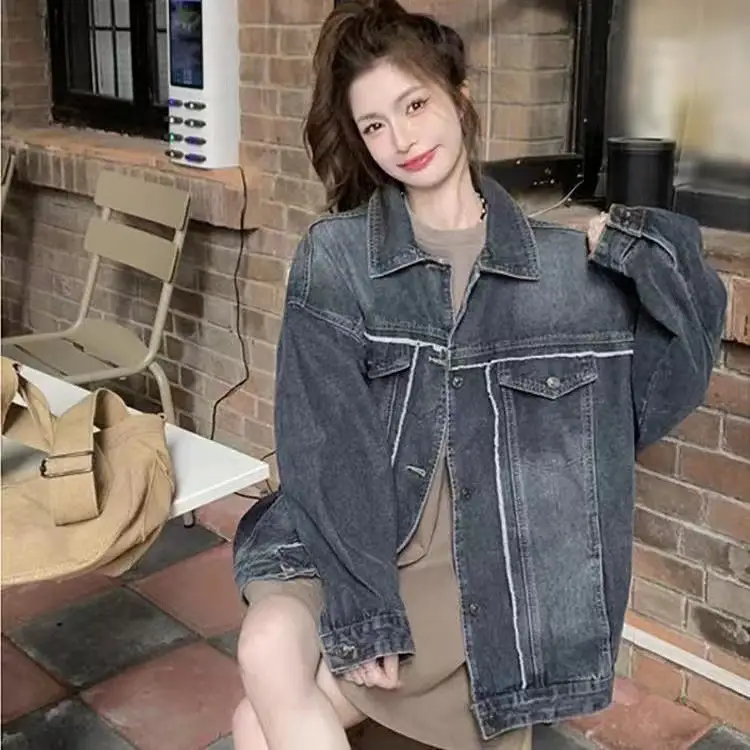 Women Denim Short Jacket with Fringe Trim 2025 Spring - Image 11
