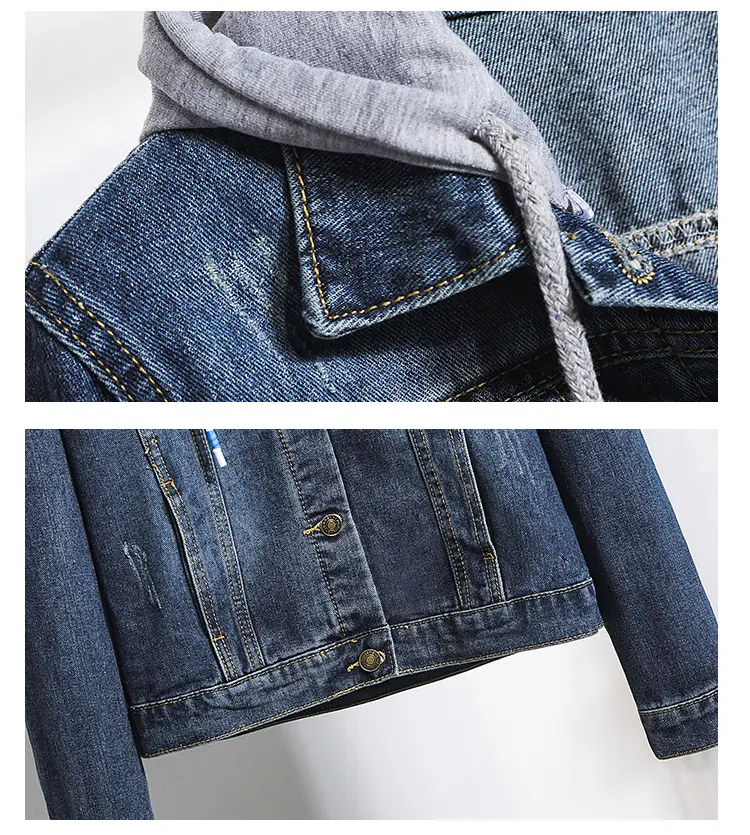 Women Denim Short Jacket with Fringe Trim 2025 Spring — feature 19