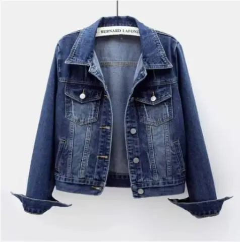 Women Denim Short Jacket with Fringe Trim 2025 Spring - Image 3