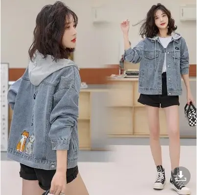 Women Denim Short Jacket with Fringe Trim 2025 Spring - Image 5