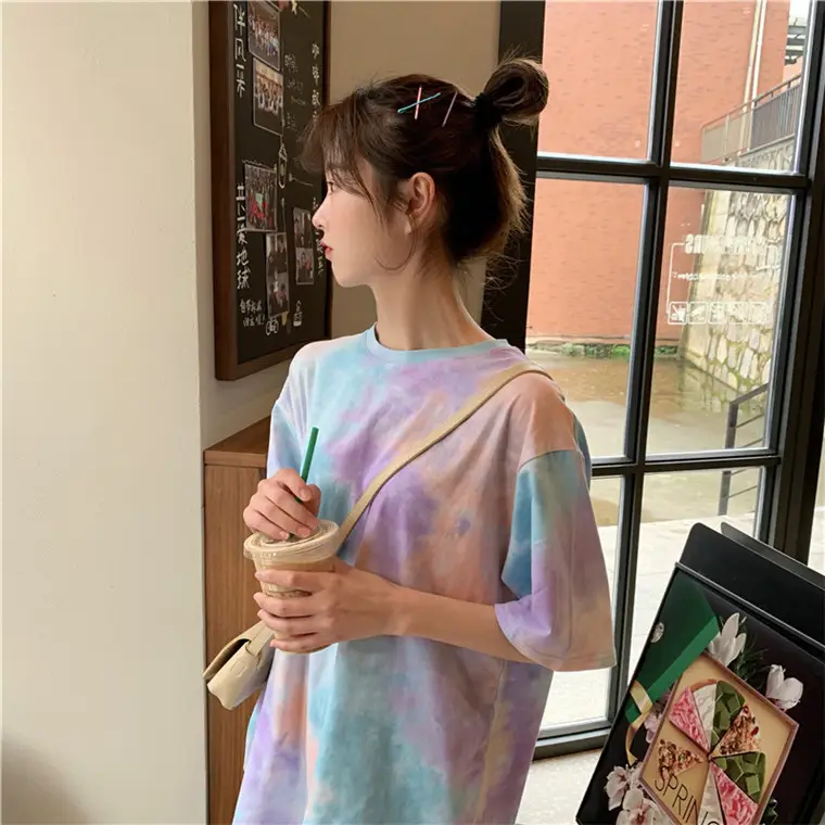 2021 Korean Style Tie-Dye T-Shirt Top Bottoming Set — feature 10