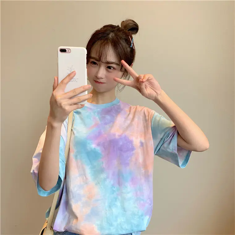 2021 Korean Style Tie-Dye T-Shirt Top Bottoming Set — feature 11