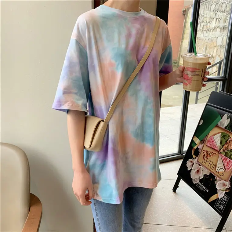 2021 Korean Style Tie-Dye T-Shirt Top Bottoming Set — feature 12