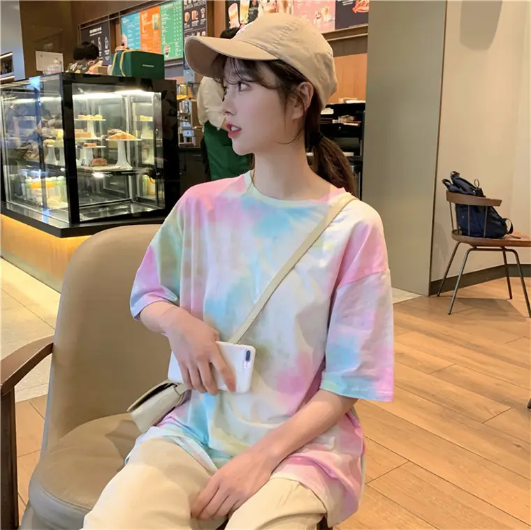 2021 Korean Style Tie-Dye T-Shirt Top Bottoming Set — feature 13