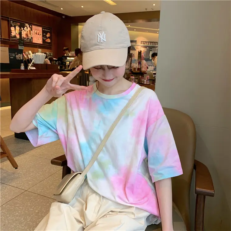 2021 Korean Style Tie-Dye T-Shirt Top Bottoming Set — feature 15