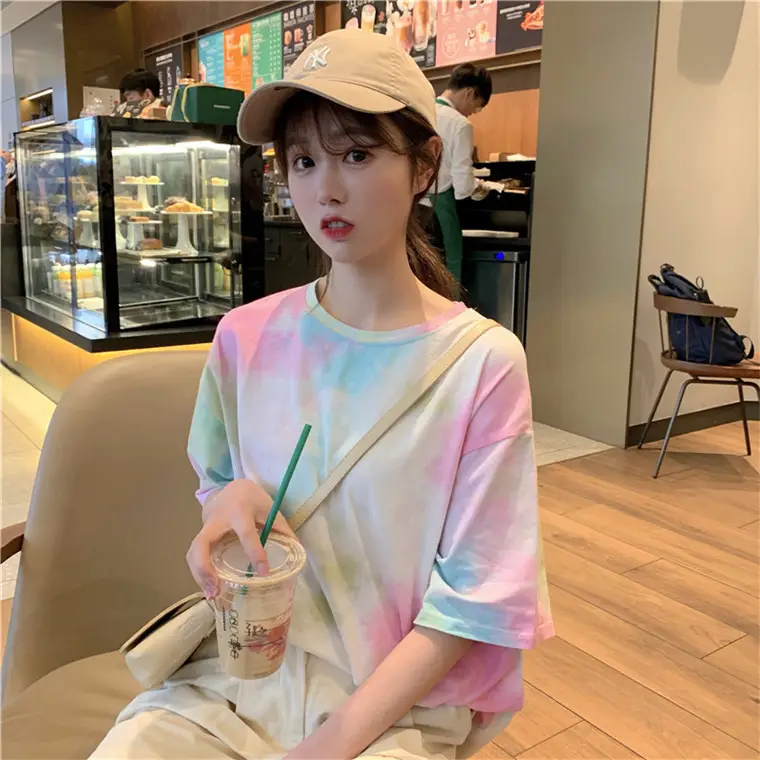 2021 Korean Style Tie-Dye T-Shirt Top Bottoming Set — feature 17