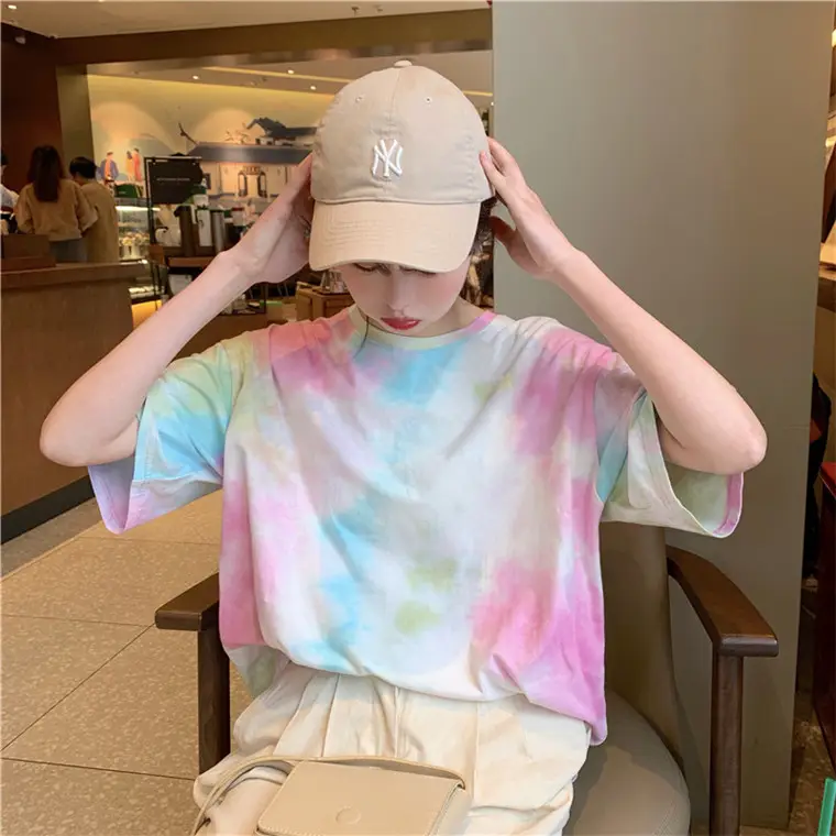 2021 Korean Style Tie-Dye T-Shirt Top Bottoming Set — feature 18