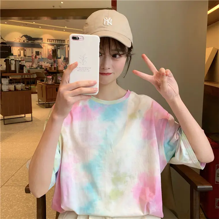 2021 Korean Style Tie-Dye T-Shirt Top Bottoming Set — feature 19