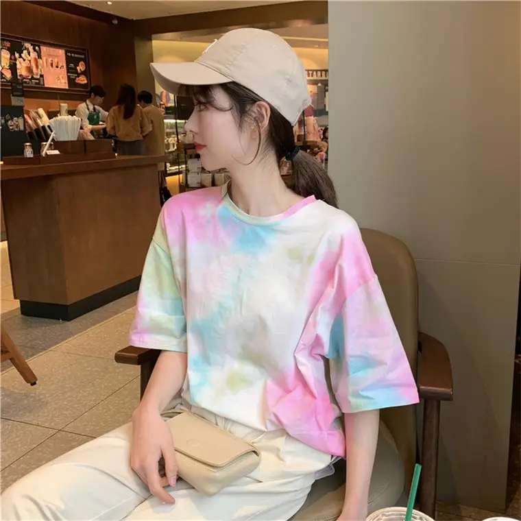 2021 Korean Style Tie-Dye T-Shirt Top Bottoming Set — feature 21