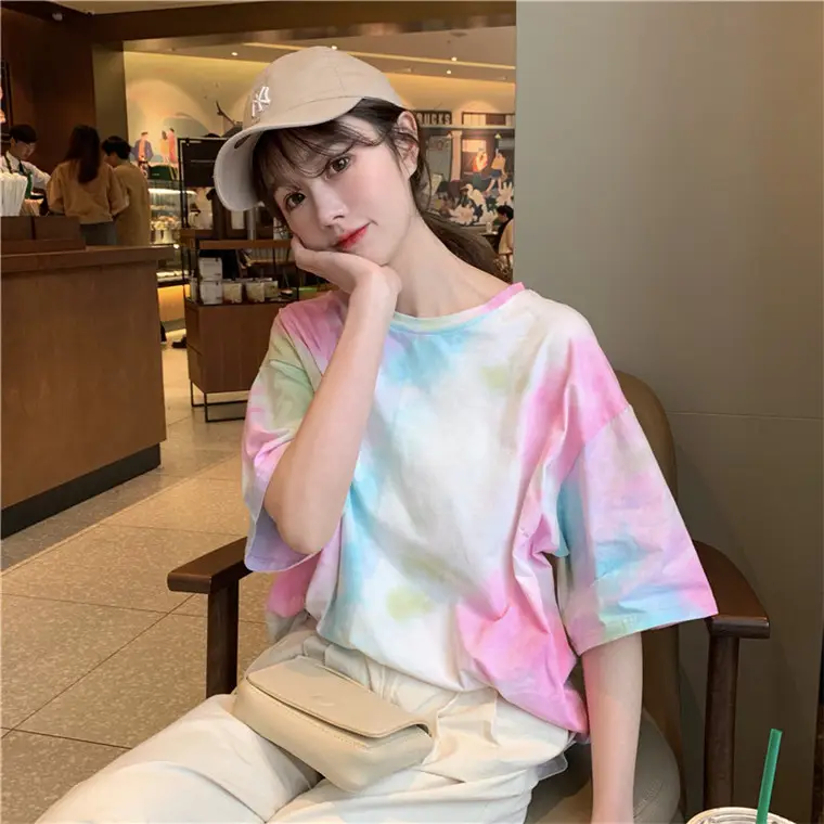 2021 Korean Style Tie-Dye T-Shirt Top Bottoming Set — feature 22