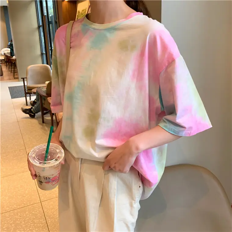 2021 Korean Style Tie-Dye T-Shirt Top Bottoming Set — feature 23