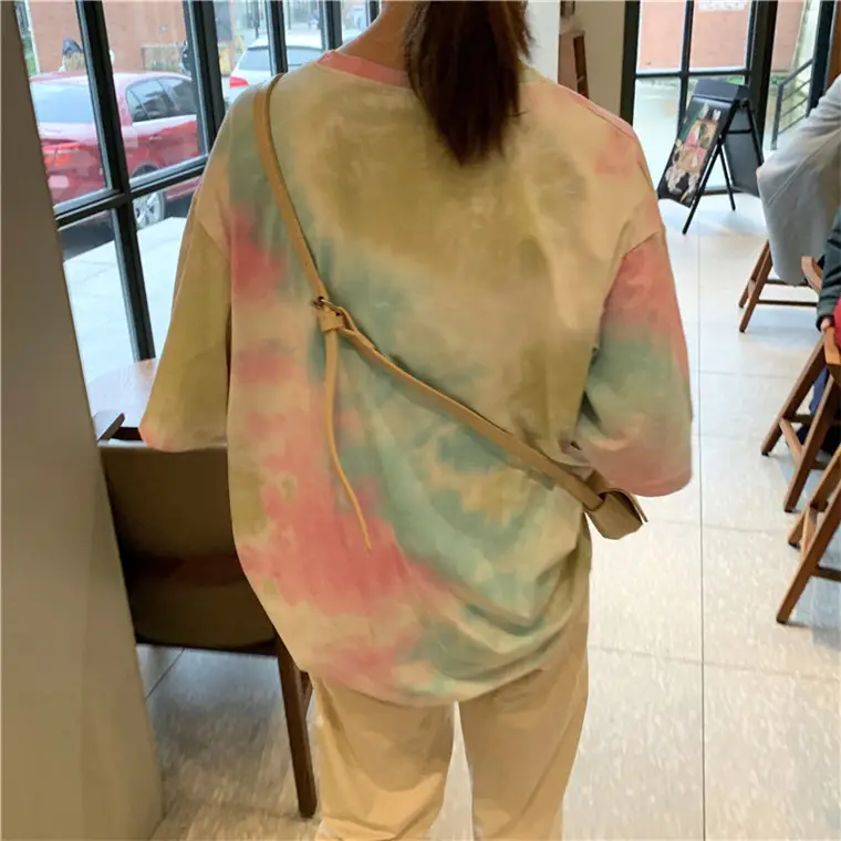 2021 Korean Style Tie-Dye T-Shirt Top Bottoming Set — feature 24