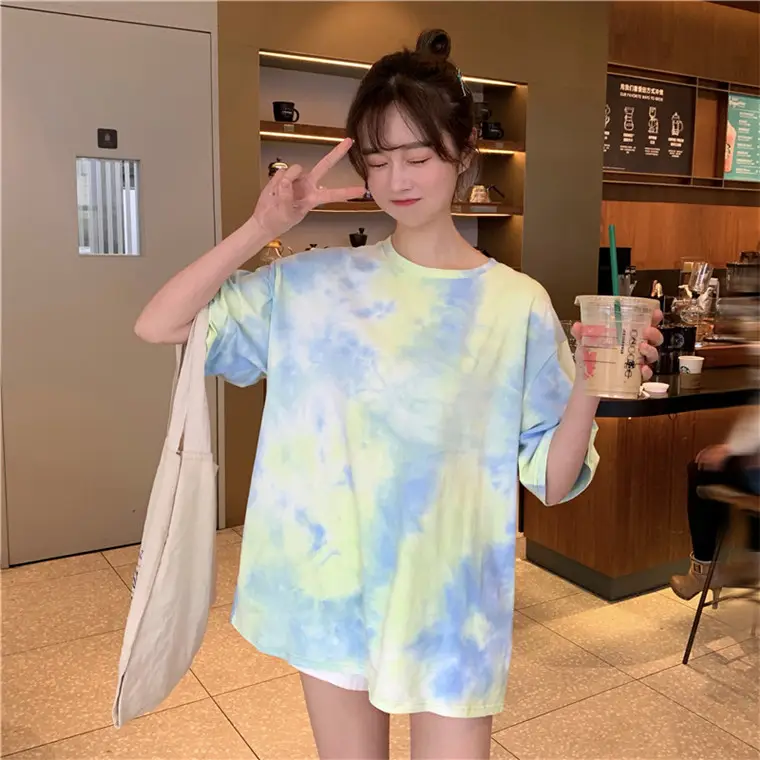 2021 Korean Style Tie-Dye T-Shirt Top Bottoming Set — feature 25