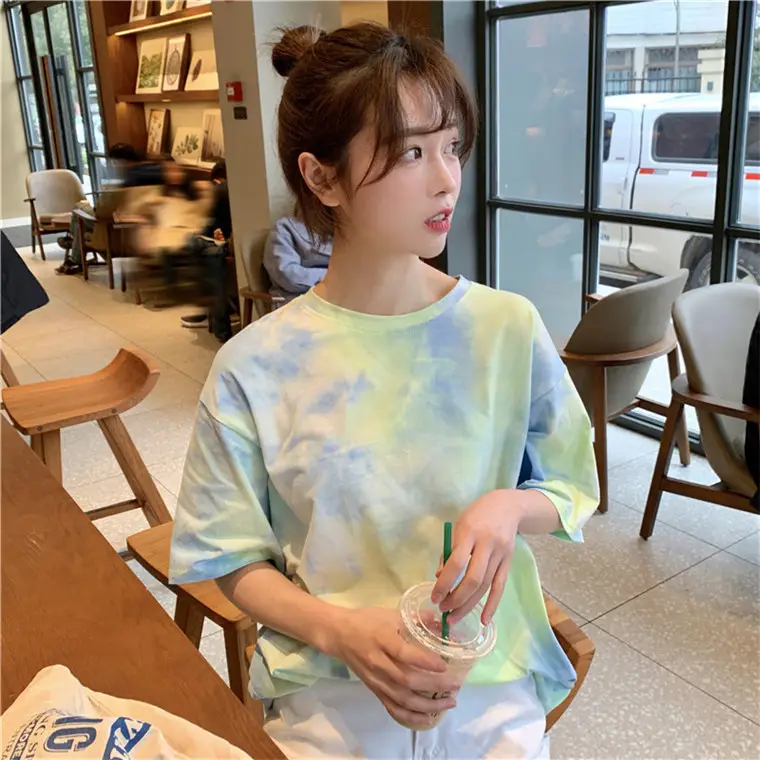 2021 Korean Style Tie-Dye T-Shirt Top Bottoming Set — feature 26