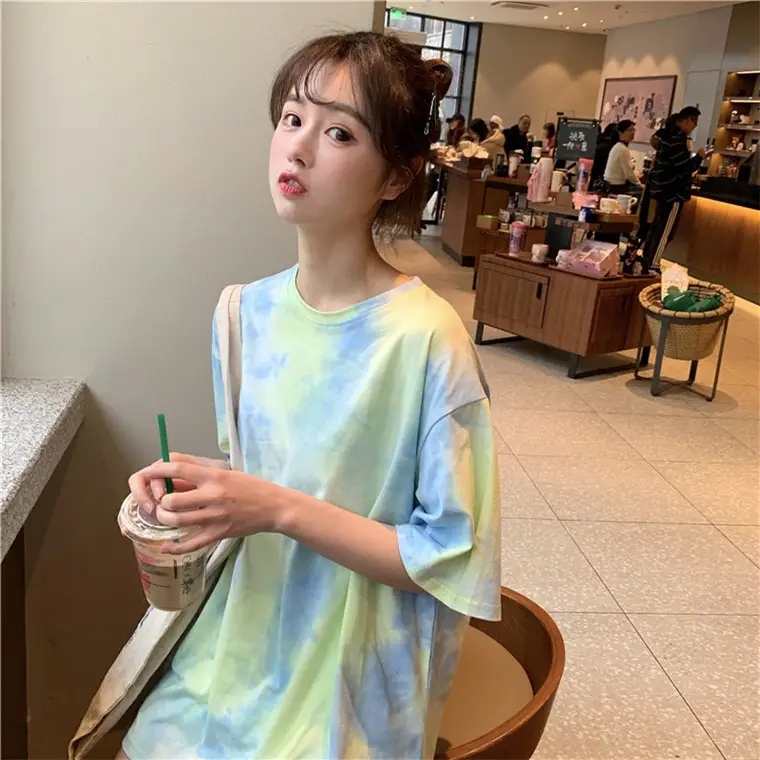 2021 Korean Style Tie-Dye T-Shirt Top Bottoming Set — feature 28
