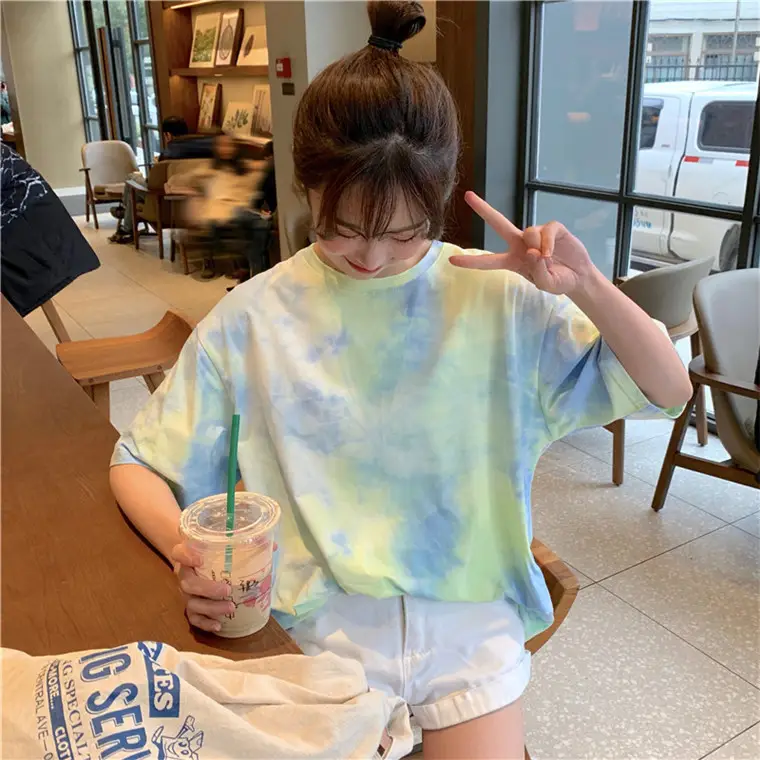 2021 Korean Style Tie-Dye T-Shirt Top Bottoming Set — feature 29
