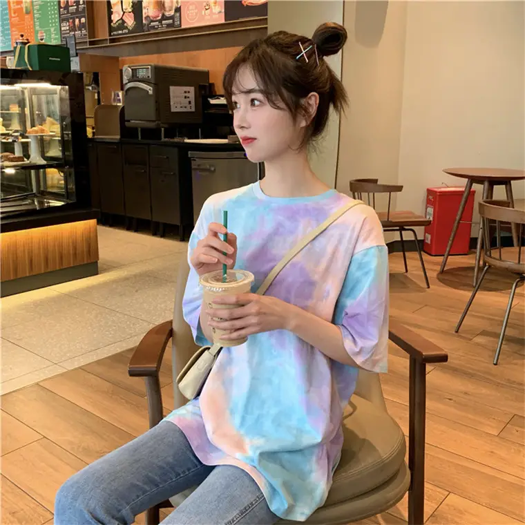 2021 Korean Style Tie-Dye T-Shirt Top Bottoming Set — feature 3