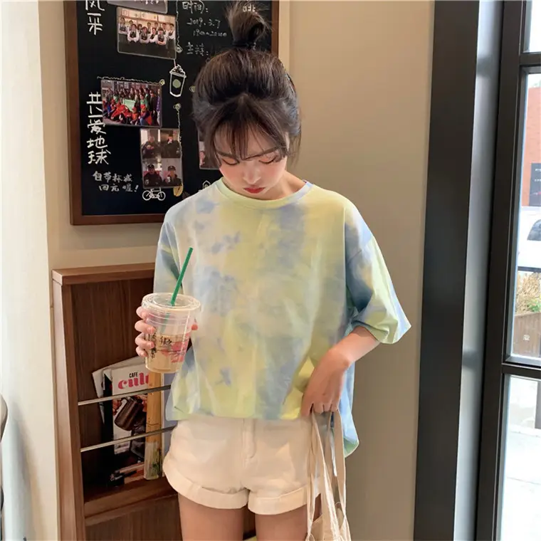 2021 Korean Style Tie-Dye T-Shirt Top Bottoming Set — feature 30