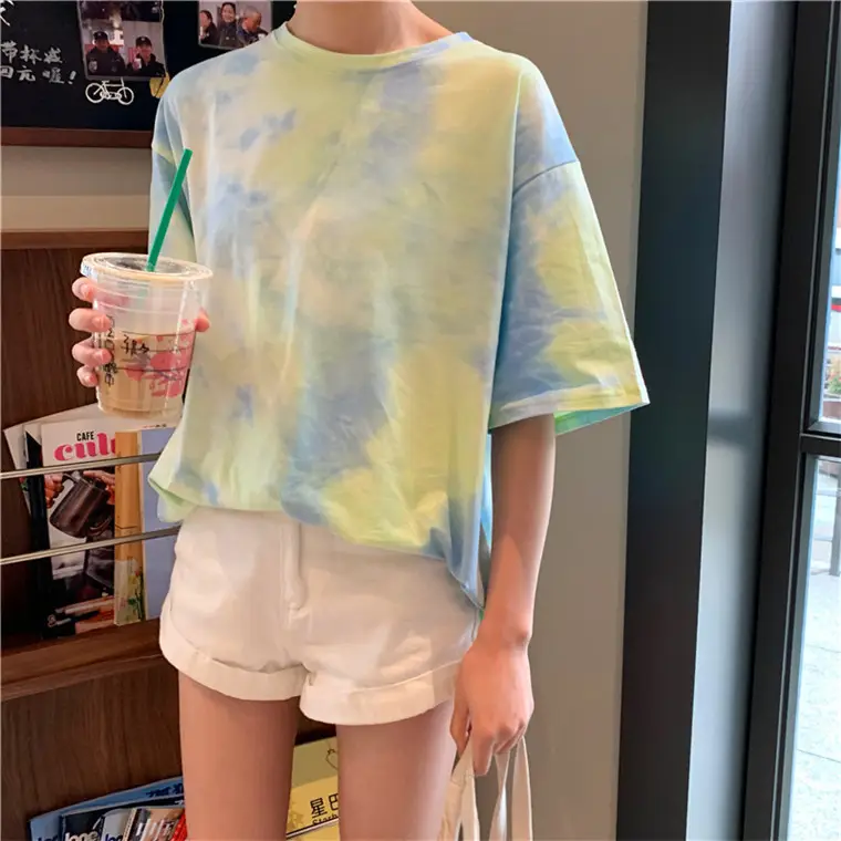 2021 Korean Style Tie-Dye T-Shirt Top Bottoming Set — feature 31