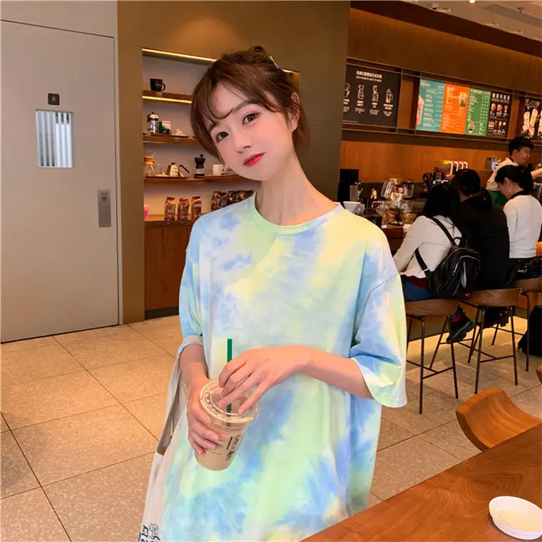 2021 Korean Style Tie-Dye T-Shirt Top Bottoming Set — feature 32