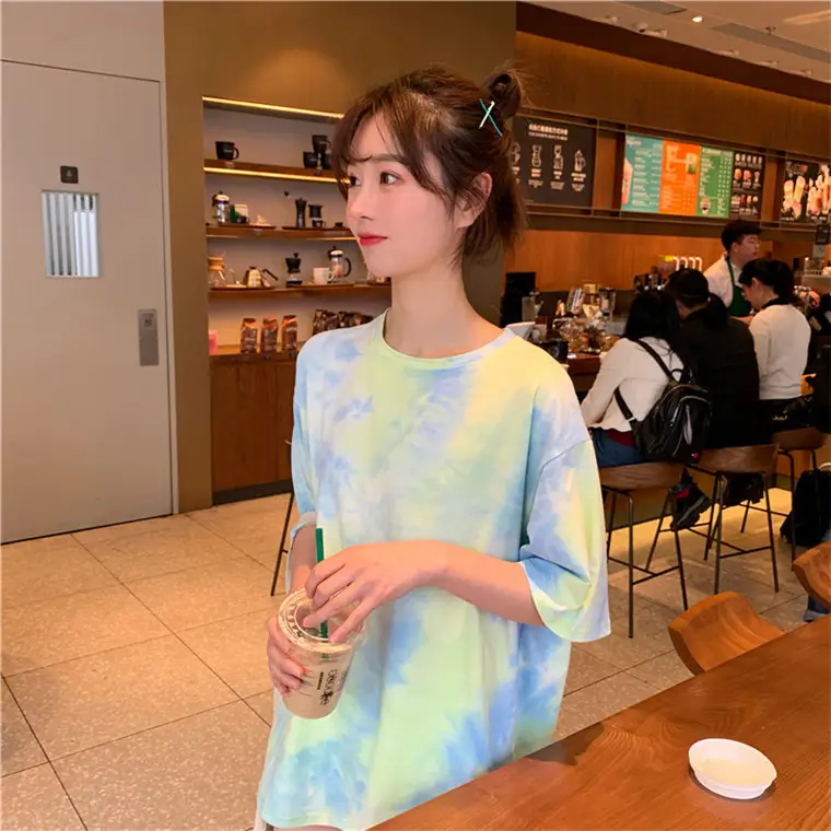 2021 Korean Style Tie-Dye T-Shirt Top Bottoming Set — feature 34