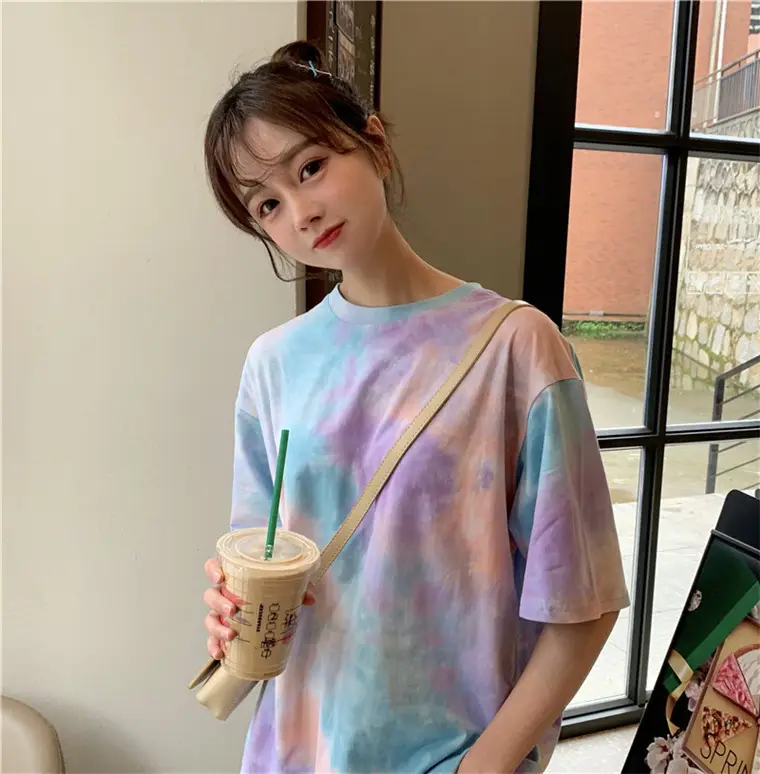 2021 Korean Style Tie-Dye T-Shirt Top Bottoming Set — feature 4