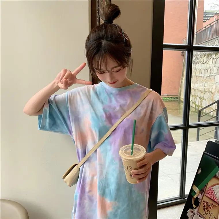 2021 Korean Style Tie-Dye T-Shirt Top Bottoming Set — feature 5