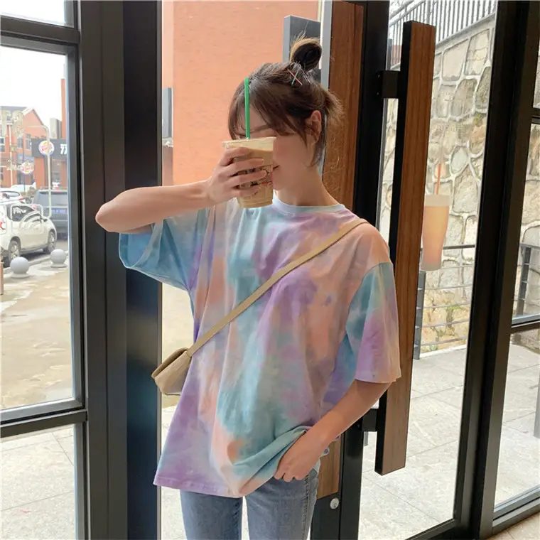 2021 Korean Style Tie-Dye T-Shirt Top Bottoming Set — feature 6