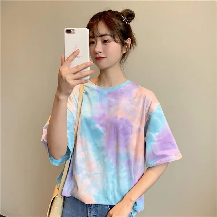 2021 Korean Style Tie-Dye T-Shirt Top Bottoming Set — feature 7
