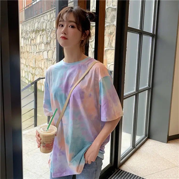 2021 Korean Style Tie-Dye T-Shirt Top Bottoming Set — feature 8