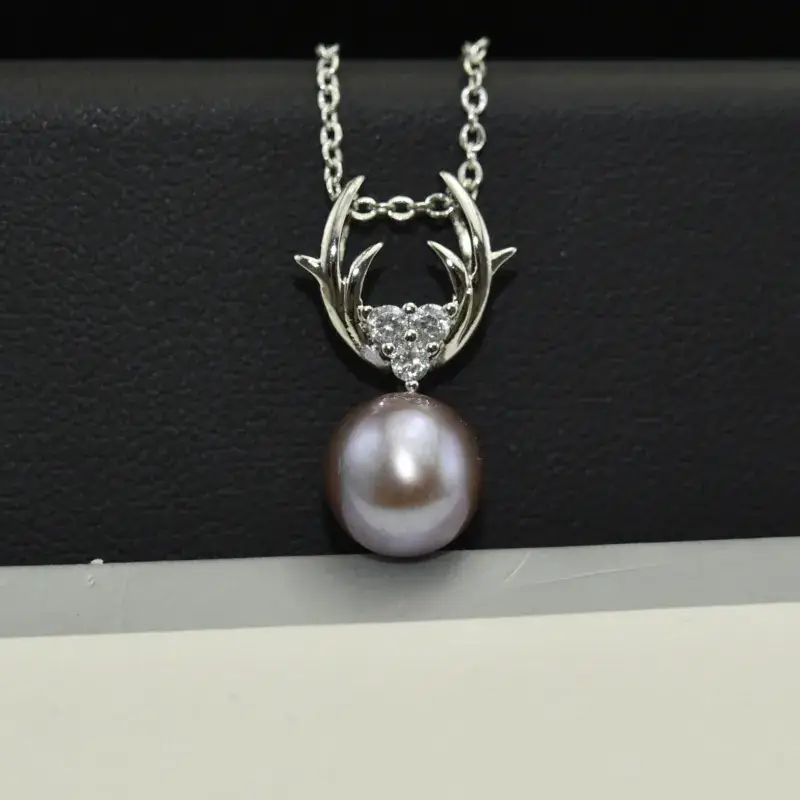 925 Silver Deer Pearl Necklace Gold Plated