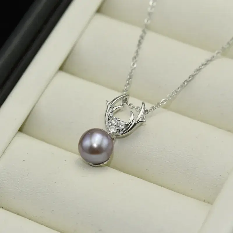 925 Silver Deer Pearl Necklace Gold Plated