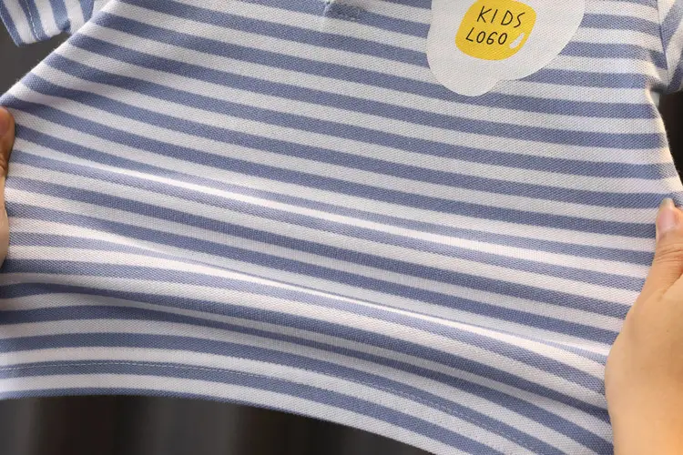Kids Boys Cotton Striped T-Shirt Set Blue White - Image 3