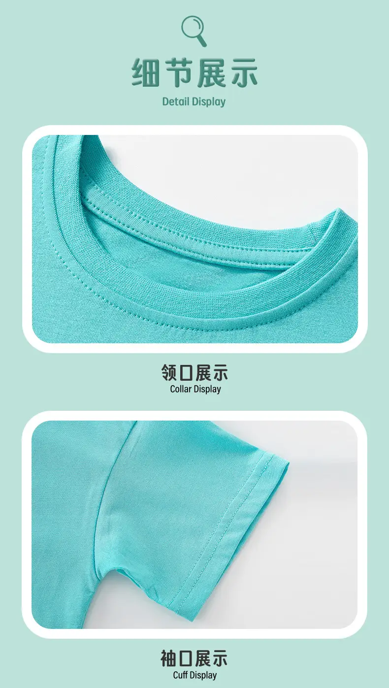 Boys Cotton Cartoon T-Shirt Turquoise Short Sleeve — feature 7
