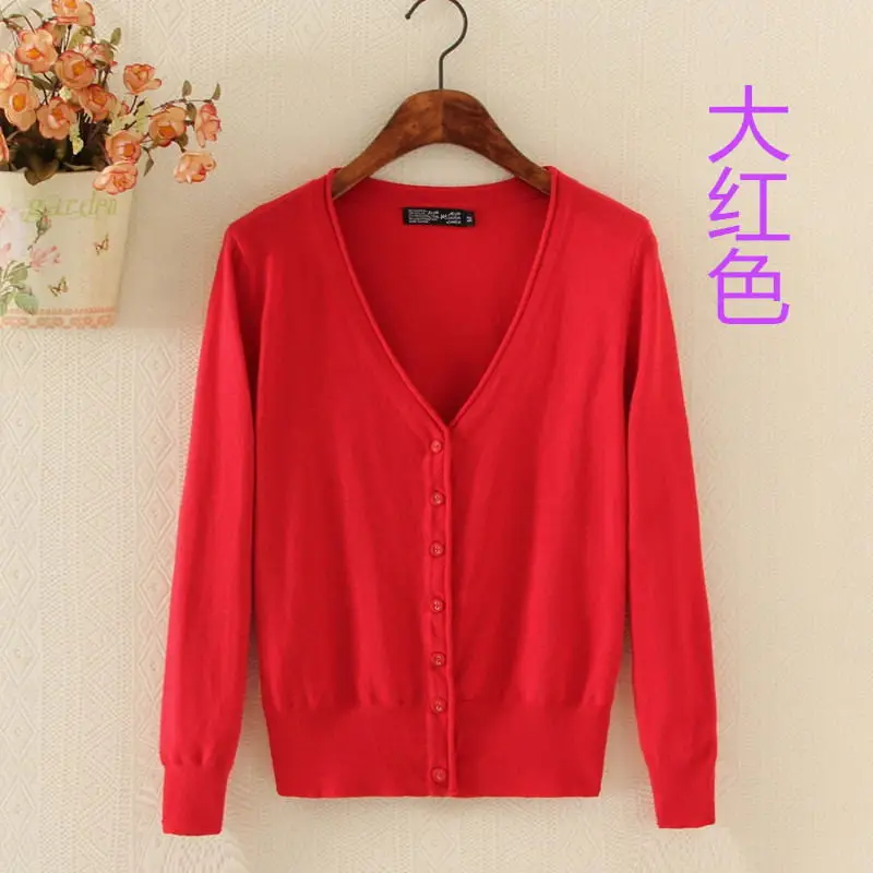 Women's V-Neck Knit Cardigan Long Sleeve Small - Image 25