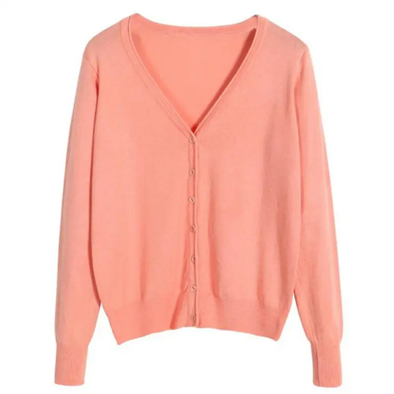 Women's V-Neck Knit Cardigan Long Sleeve Small - Image 26