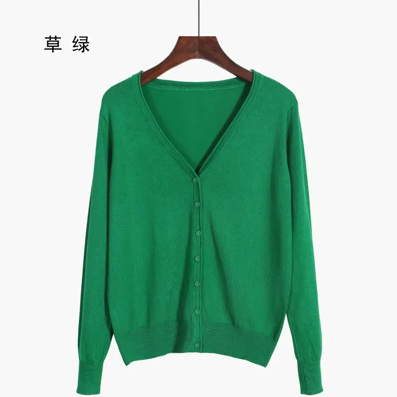 Women's V-Neck Knit Cardigan Long Sleeve Small - Image 12