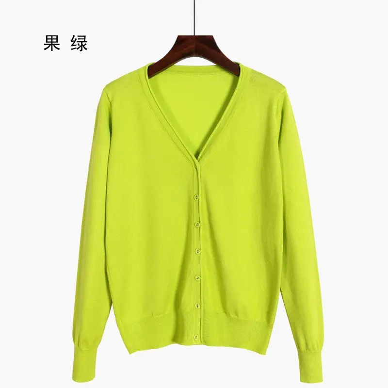 Women's V-Neck Knit Cardigan Long Sleeve Small - Image 17