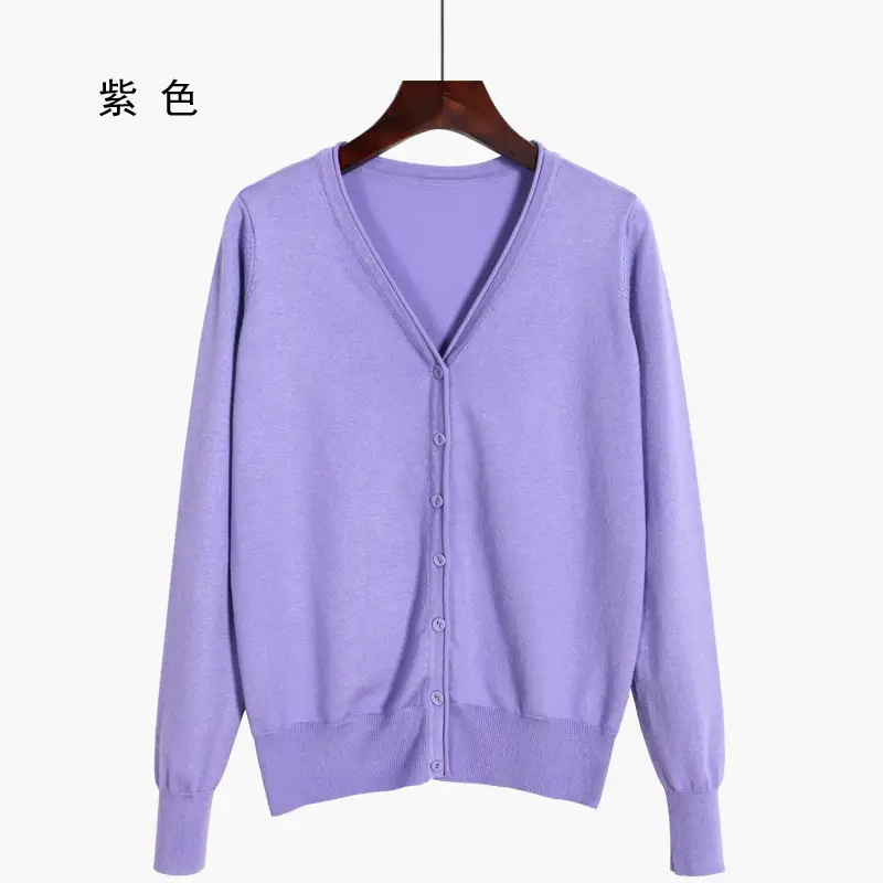 Women's V-Neck Knit Cardigan Long Sleeve Small - Image 21