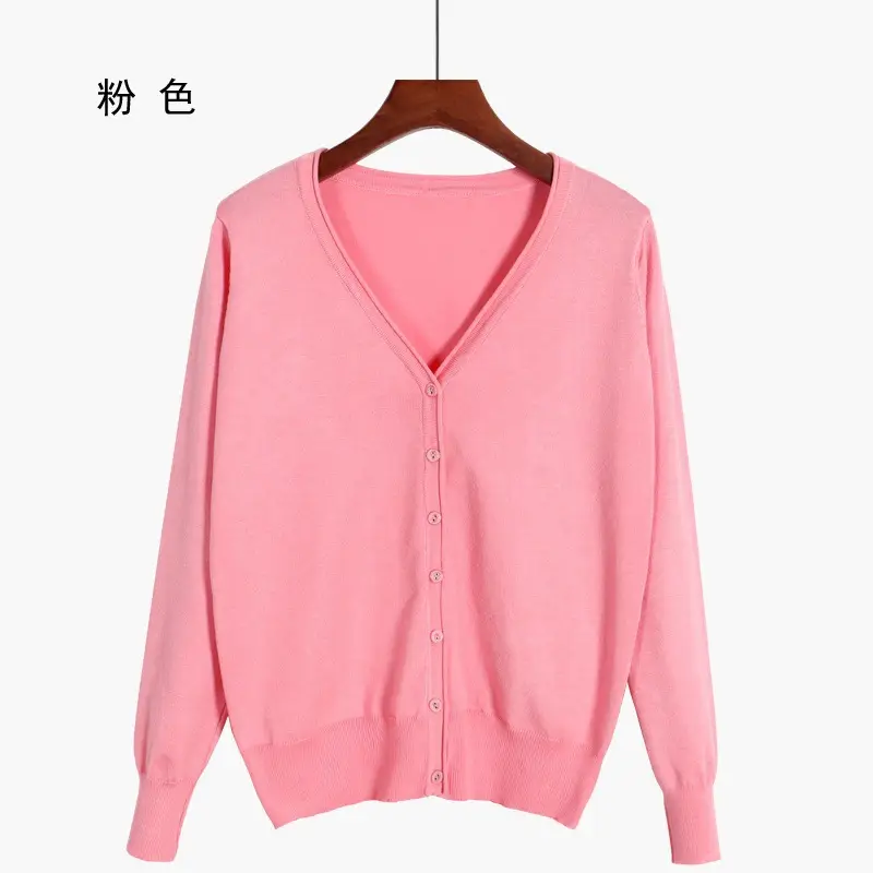 Women's V-Neck Knit Cardigan Long Sleeve Small - Image 3