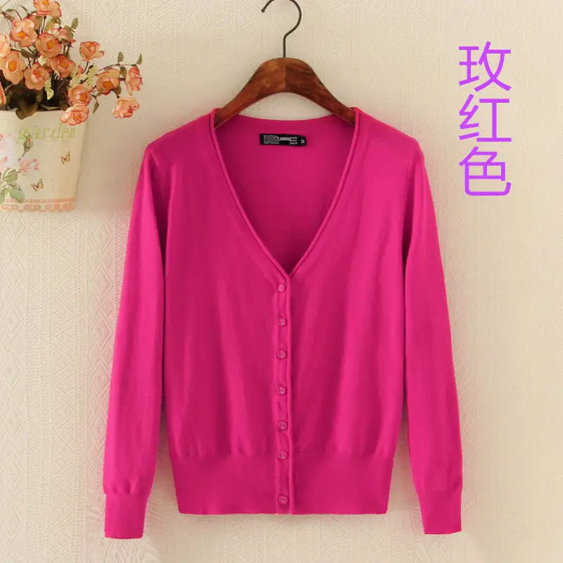 Women's V-Neck Knit Cardigan Long Sleeve Small - Image 7