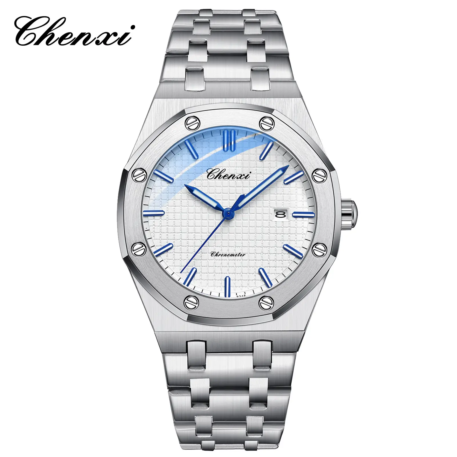 Men's Black Steel Watch with Luminous Dial - Image 3