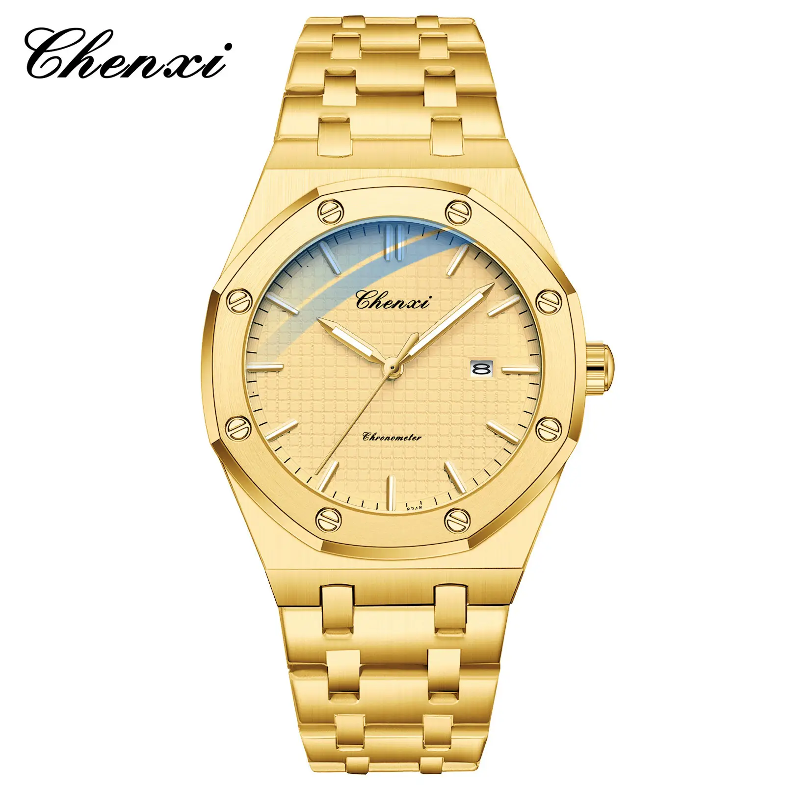 Men's Black Steel Watch with Luminous Dial - Image 7
