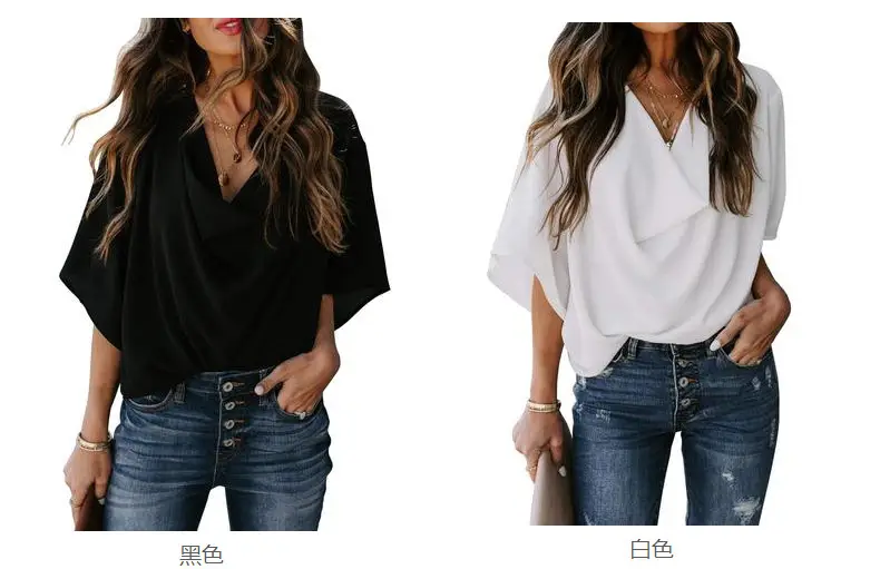 2025 Purple V-Neck Chiffon T-Shirt Women — feature 11